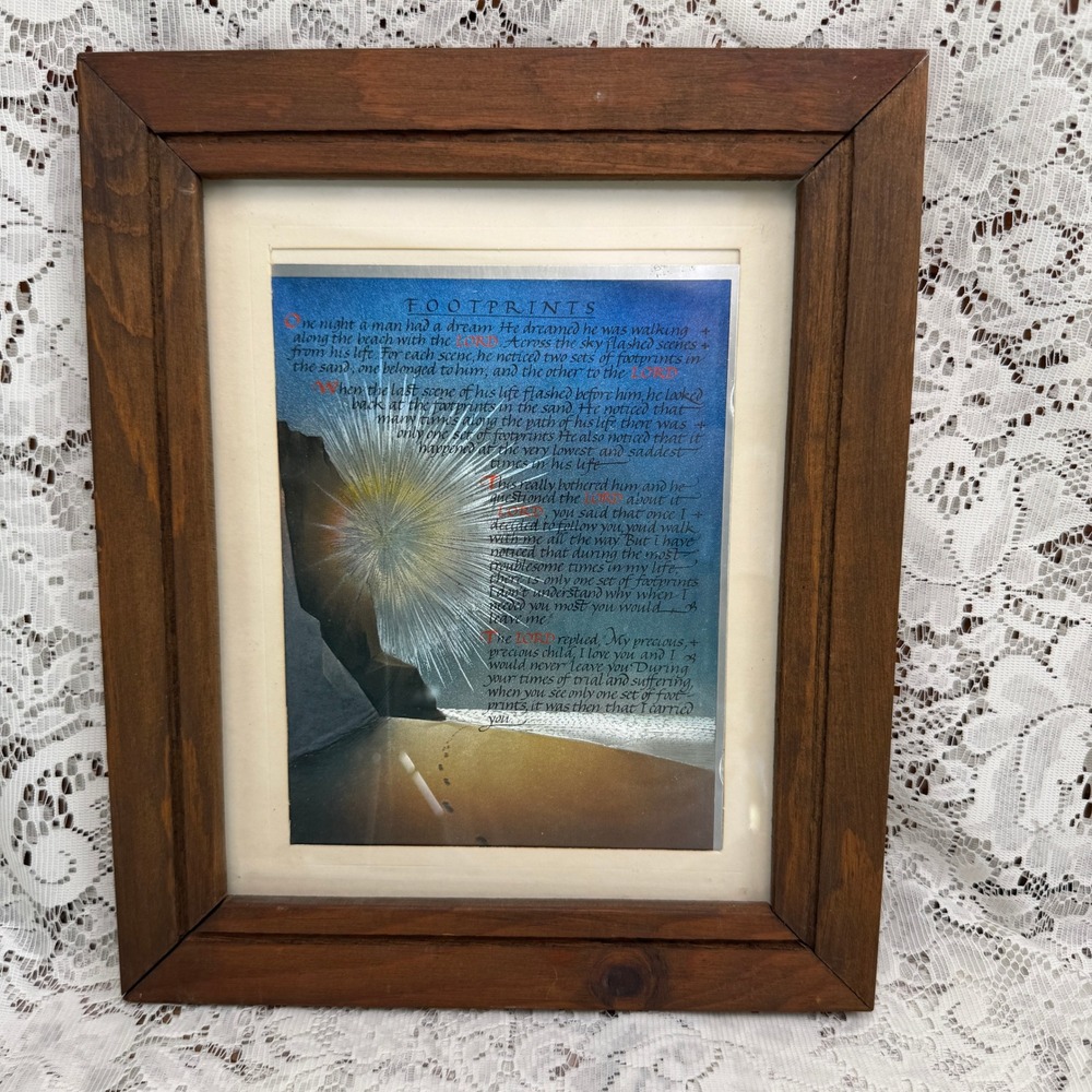 Vintage Footprints in the Sand Poem Wood Framed Gallery Wall Art Kathie's Crafts